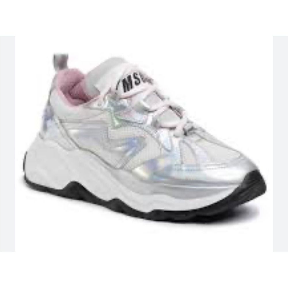 MSGM Sneakers Scarpa Donna Attack silver Pink iridescent SZ 7.5 Worn 2X